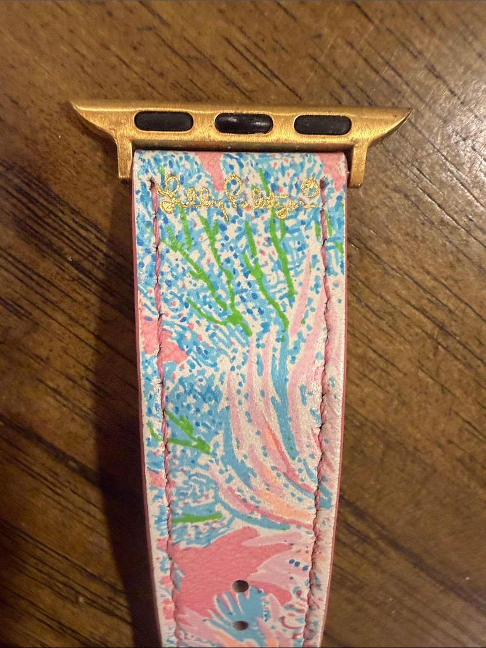 Lilly Pulitzer Pink Multicolor Floral Watch Band with Gold Adapter - Picture 3 of 8